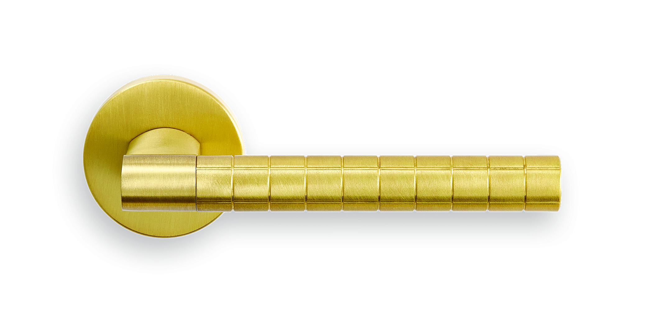 Ручка дверная HIDE VOLUME R6 OSA раздельная на круглой розетке, цвет матовое золото, латунь фото купить Барнаул