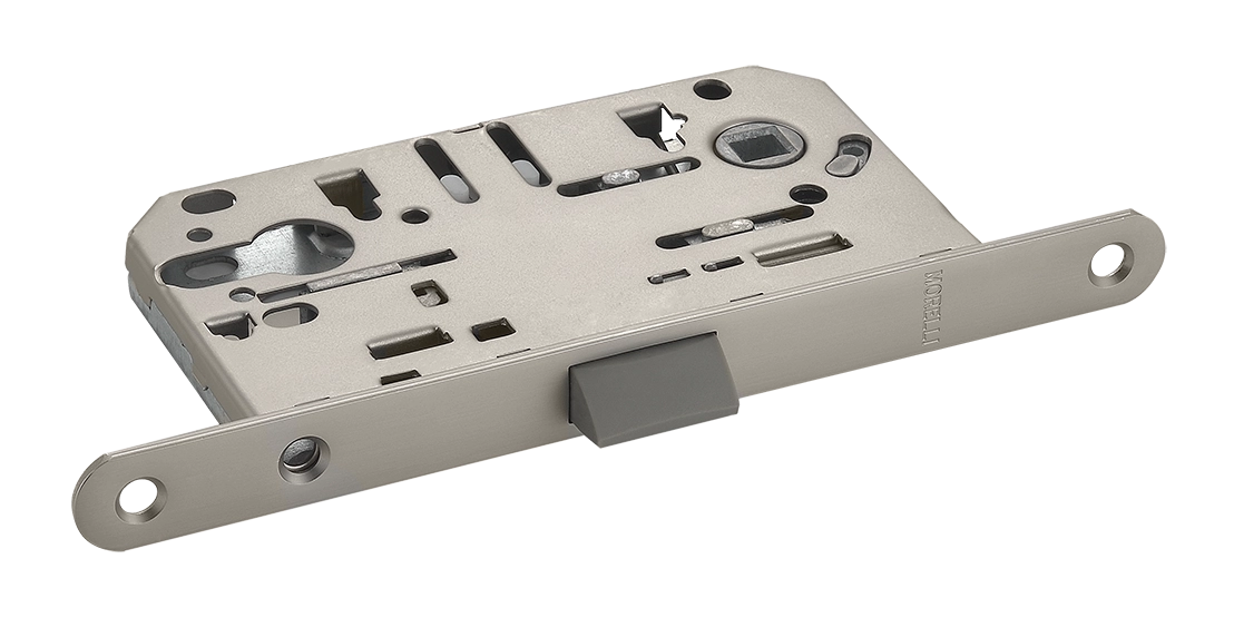 Защелка межкомнатная 1885P MSN с ответной планкой, под цилиндр бесшумная, цвет матовый сатинированный никель фото купить Барнаул