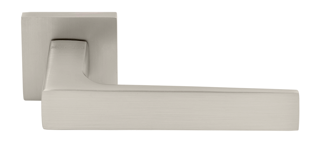 Ручка дверная MIRA  MH-54-S6 MSN раздельная на квадратной розетке, цвет матовый сатинированный никель, ЦАМ фото купить Барнаул