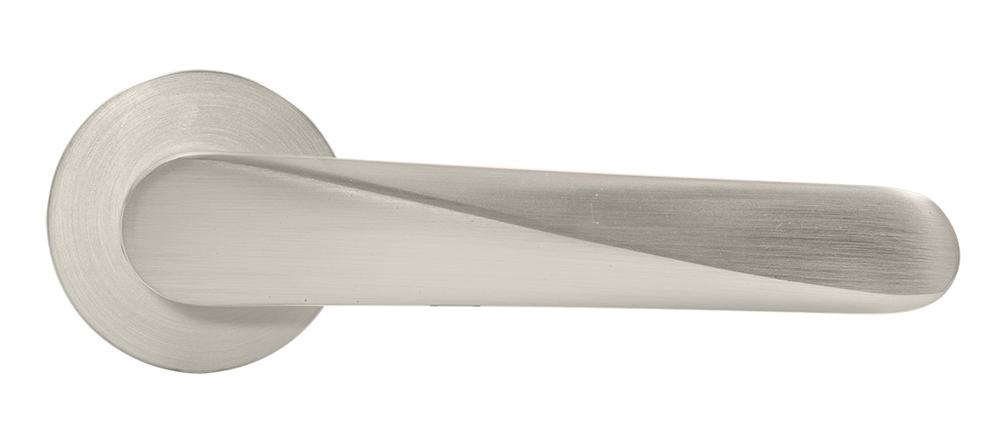 Ручка дверная CAYAN MH-58-R6 MSN раздельная на круглой розетке, цвет матовый сатинированный никель, ЦАМ фото купить в Барнауле