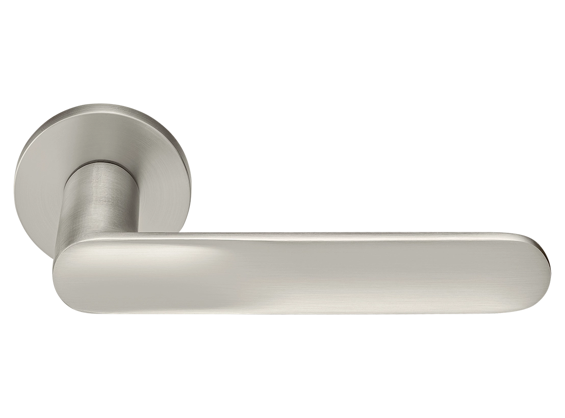 Ручка дверная GARAK MH-59-R6 MSN раздельная на круглой розетке, цвет матовый сатинированный никель, ЦАМ фото купить Барнаул