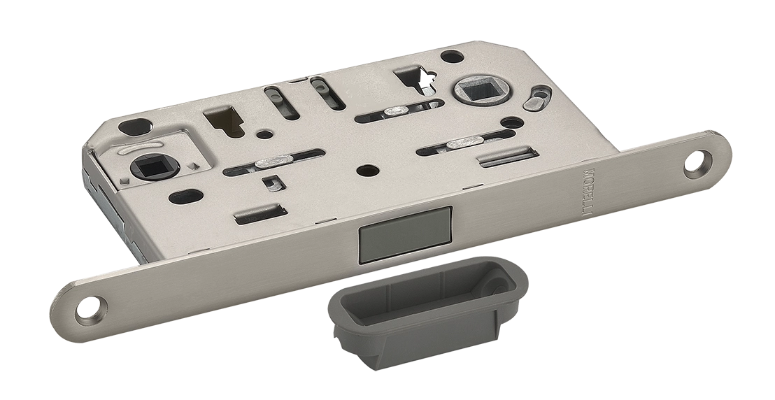 Защелка межкомнатная M1895 MSN с ответной планкой, магнитная сантехническая, цвет матовый сатинированный никель фото купить Барнаул