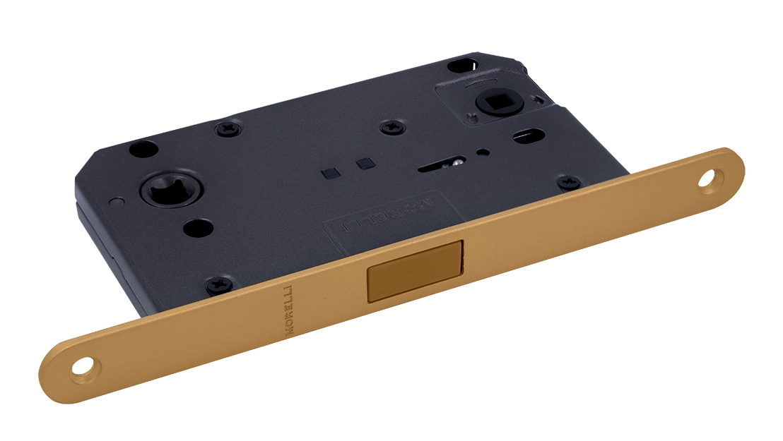 Защелка межкомнатная M1895 FTG с ответной планкой, магнитная сантехническая, цвет матовое итальянское золото фото купить Барнаул