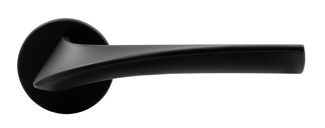 Ручка дверная COMETA R5 NERO-ST на круглой розетке цвет черный soft-touch, ЦАМ фото купить в Барнауле