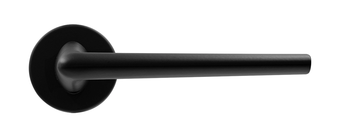 Ручка дверная THE FORCE R5 NERO-ST на круглой розетке, цвет черный soft-touch, ЦАМ фото купить в Барнауле