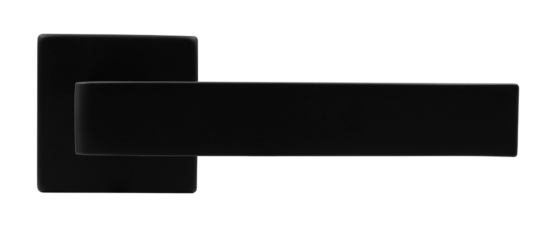 Ручка дверная HORIZONT S5 NERO-ST на квадратной розетке, цвет черный soft-touch, ЦАМ фото купить в Барнауле