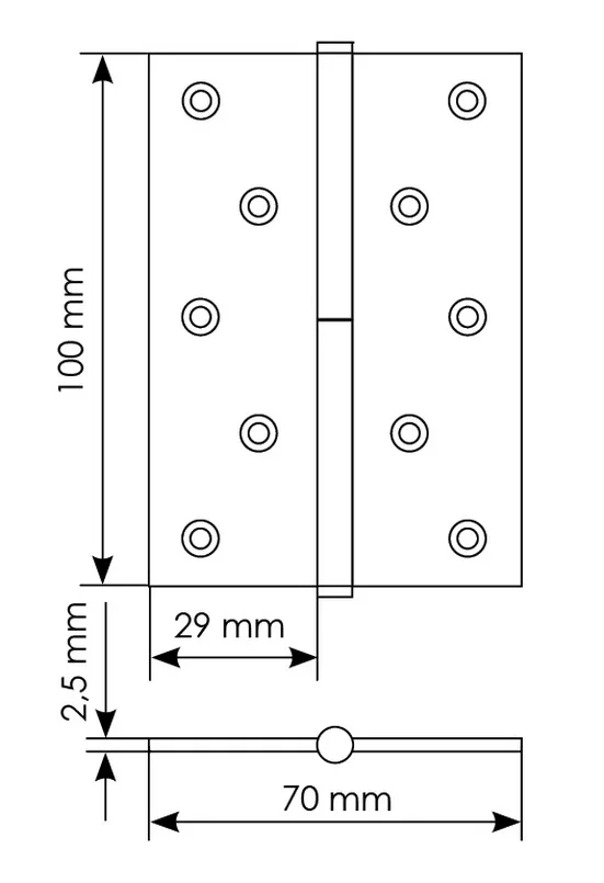 Петля карточная стальная разъемная MSND 100X70X2.5 W L с подшипником левая, врезная на круглой оси, цвет белый фото купить в Барнауле