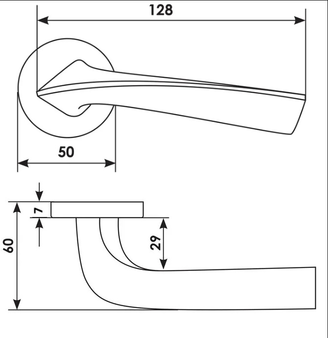 Ручка дверная COMETA R6 CSA раздельная на круглой розетке, цвет матовый хром, ЦАМ фото купить в Барнауле