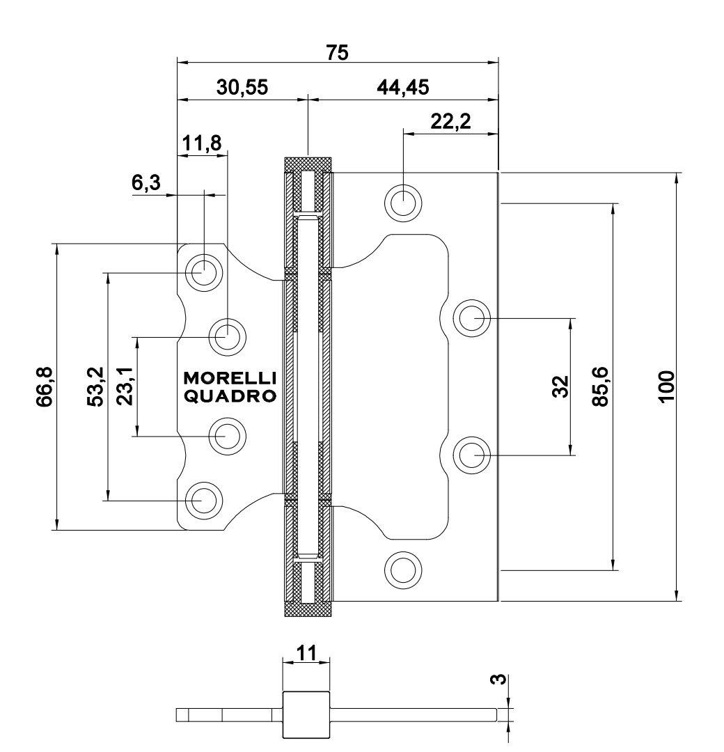Петля карточная стальная QUADRO-1 BL без врезки на квадратной оси, вес полотна до 30 кг, цвет черный фотомореллиБарнаул
