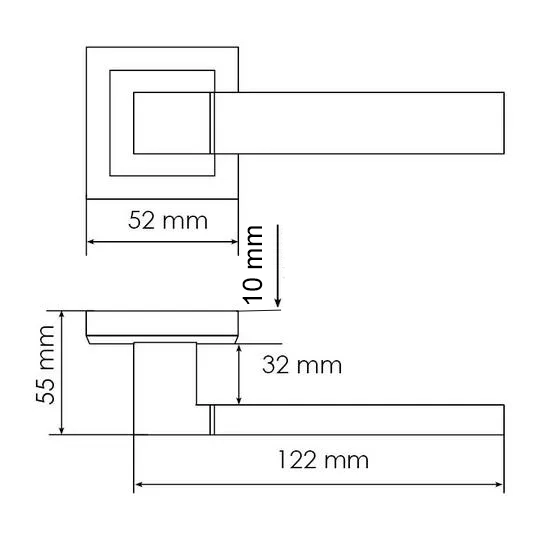 Ручка дверная FUKOKU MH-28 SC/CP-S раздельная на квадратной розетке, цвет матовый хром/хром, ЦАМ фото фурнитура Барнаул