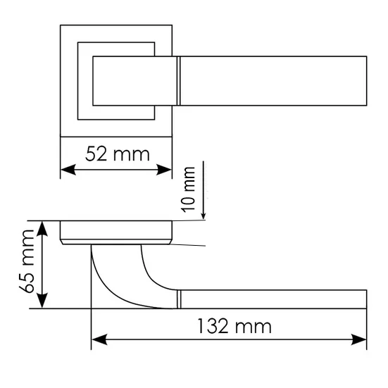 Ручка дверная W MH-27 SC/CP-S раздельная на квадратной розетке, цвет матовый хром/хром, ЦАМ фото фурнитура Барнаул