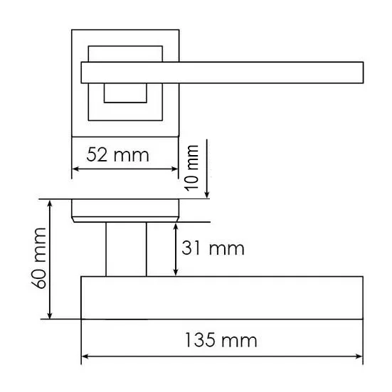 Ручка дверная SHAPE MH-38 SN/BN-S раздельная на квадратной розетке, цвет белый никель/черный никель, ЦАМ фото купить в Барнауле