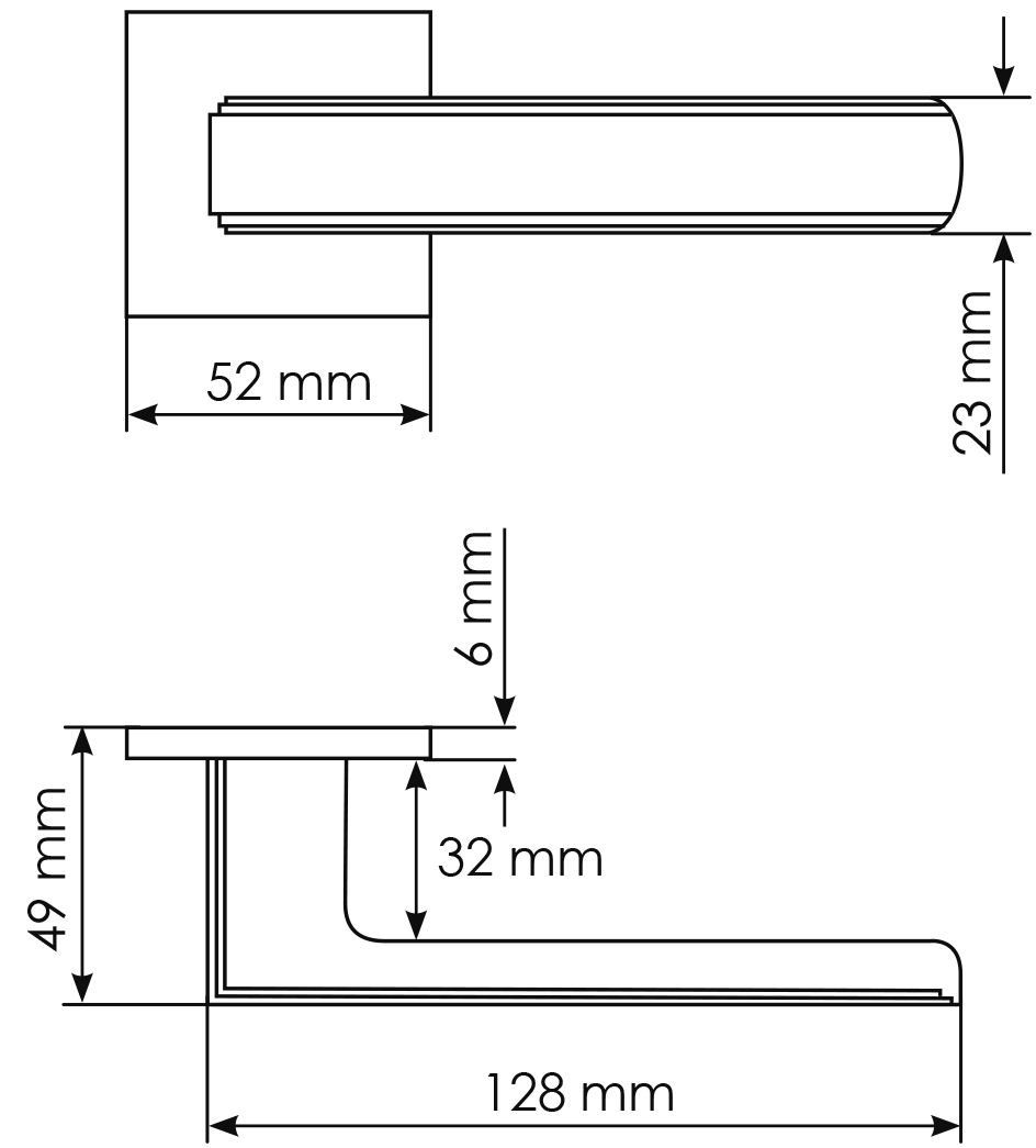 Ручка дверная MH-64-S6 ASC STEPS на квадратной розетке 6 мм, цвет анодированный матовый хром фото фурнитура Барнаул