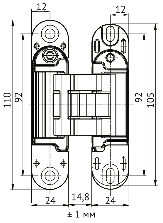 Петля скрытая HH-28 SC врезная с 3D-регулировкой вес полотна до 40 кг, цвет матовый хром фото купить в Барнауле
