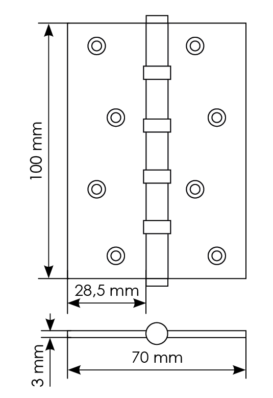 Петля универсальная карточная MBU 100X70X3-4BB AB латунь, врезная, цвет бронза фото купить в Барнауле