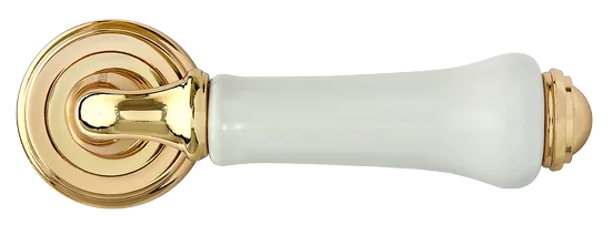UMBERTO, ручка дверная MH-41-CLASSIC PG/W, цвет - золото/белый фото купить в Барнауле
