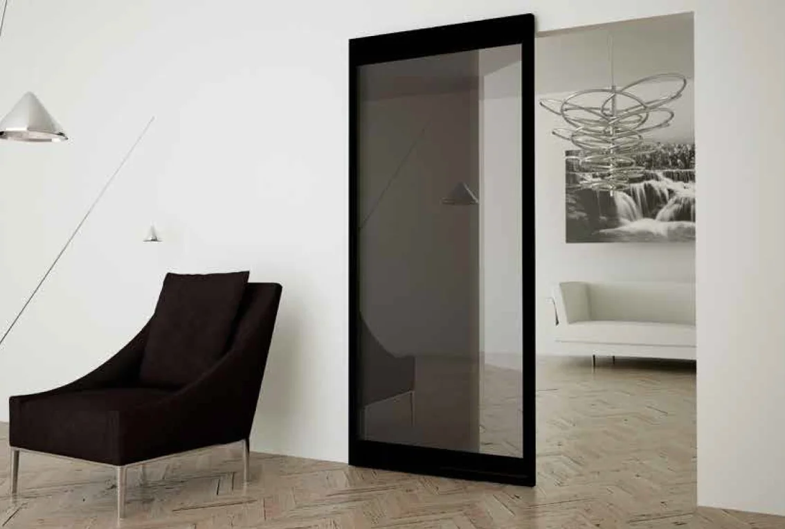 INVISIBLE-2 FRAME 1500/3000 NS, раздвижная система для дверей шириной  1500мм, высотой 3000мм, цвет - черный фото купить Барнаул