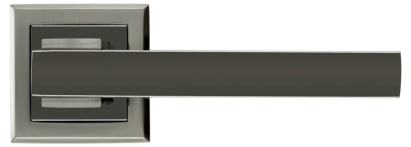 PIQUADRO, ручка дверная MH-37 SN/BN-S, на квадратной накладке, цвет - бел. никель/черн. никель фото купить в Барнауле
