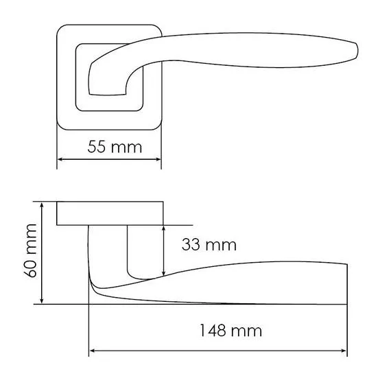 Ручка дверная SHELL MH-45 GR/CP-S55 раздельная на квадратной розетке, цвет графит/хром, ЦАМ Light фото купить в Барнауле