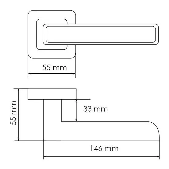 Ручка дверная FLEX MH-44 GR/CP-S55 раздельная на квадратном основании, цвет графит/хром, ЦАМ Light фото купить в Барнауле