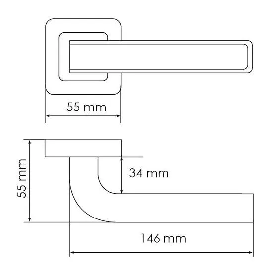 Ручка дверная EON MH-46 GR/CP-S55 раздельная на квадратной розетке, цвет графит/хром, ЦАМ Light фото фурнитура Барнаул