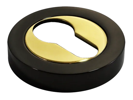 LUX-KH-R2 NNO, накладка на евроцилиндр, цвет - черный хром/золото фото купить Барнаул