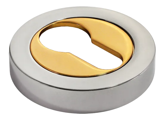 LUX-KH-R2 COT, накладка на евроцилиндр, цвет - глянцевый хром/золото фото купить Барнаул